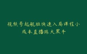 视频号起航班快速入局课程小成本直播陈大黑牛-宝藏资源殿