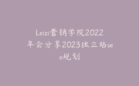 Leizi营销学院2022年会分享2023独立站seo规划-宝藏资源殿