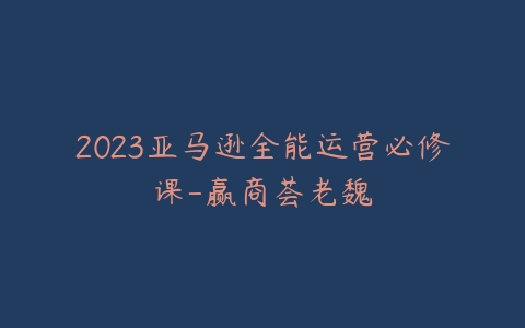 2023亚马逊全能运营必修课-赢商荟老魏-宝藏资源殿