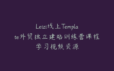 Leizi线上Template外贸独立建站训练营课程学习视频资源-宝藏资源殿