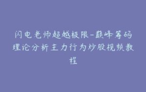 闪电老师超越极限-巅峰筹码理论分析主力行为炒股视频教程-宝藏资源殿