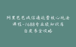 阿里巴巴诚信通运营核心玩法课程-1688专业级知识库白皮书全攻略-宝藏资源殿