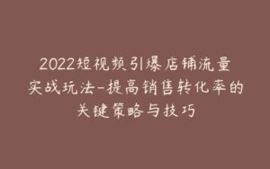 2022短视频引爆店铺流量实战玩法-提高销售转化率的关键策略与技巧-宝藏资源殿