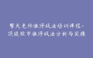 擎天老师涨停战法培训课程-顶级股市涨停战法分析与实操-宝藏资源殿