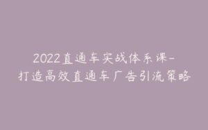2022直通车实战体系课-打造高效直通车广告引流策略-宝藏资源殿