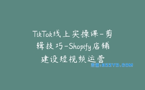 TikTok线上实操课-剪辑技巧-Shopify店铺建设短视频运营-宝藏资源殿
