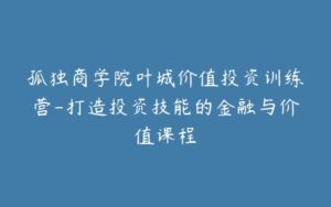 孤独商学院叶城价值投资训练营-打造投资技能的金融与价值课程-宝藏资源殿