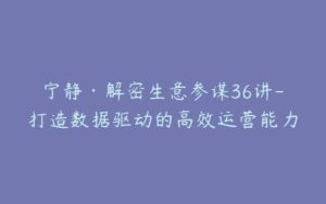 宁静·解密生意参谋36讲-打造数据驱动的高效运营能力-宝藏资源殿