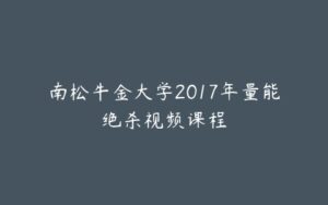 南松牛金大学2017年量能绝杀视频课程-宝藏资源殿