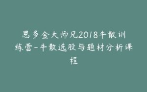 思多金大师兄2018牛散训练营-牛散选股与题材分析课程-宝藏资源殿
