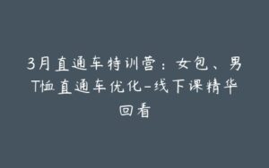 3月直通车特训营:女包、男T恤直通车优化-线下课精华回看-宝藏资源殿