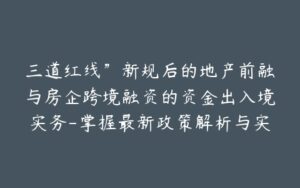 三道红线”新规后的地产前融与房企跨境融资的资金出入境实务-掌握最新政策解析与实际操作技巧-宝藏资源殿