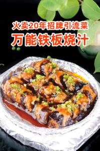 火卖20年招牌引流酱汁-万能铁板烧汁课程视频,靠秘制肉馅+万能烧汁,低成本的茄子、香芋卖出高价钱-宝藏资源殿