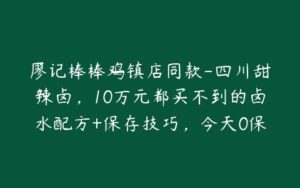 廖记棒棒鸡镇店同款-四川甜辣卤,10万元都买不到的卤水配方+保存技巧,今天0保留分享-宝藏资源殿