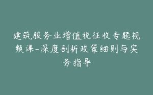建筑服务业增值税征收专题视频课-深度剖析政策细则与实务指导-宝藏资源殿