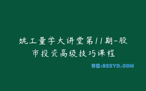 姚工量学大讲堂第11期-股市投资高级技巧课程-宝藏资源殿