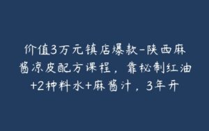 价值3万元镇店爆款-陕西麻酱凉皮配方课程，靠秘制红油+2种料水+麻酱汁，3年开出100+家门店！-宝藏资源殿