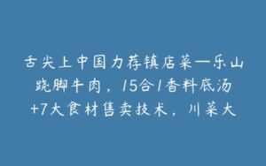 舌尖上中国力荐镇店菜—乐山跷脚牛肉视频教程,15合1香料底汤+7大食材售卖技术,川菜大师0保留传授-宝藏资源殿