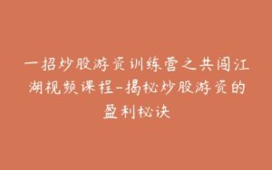 一招炒股游资训练营之共闯江湖视频课程-揭秘炒股游资的盈利秘诀-宝藏资源殿