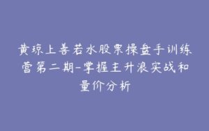 黄琼上善若水股票操盘手训练营第二期-掌握主升浪实战和量价分析-宝藏资源殿